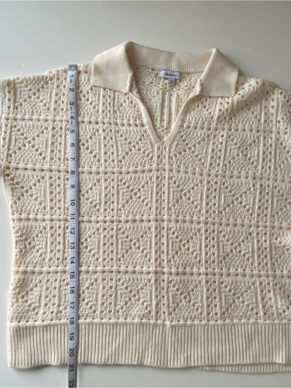 Cream Open-Knit Collared Sweater - Picture 2 of 4